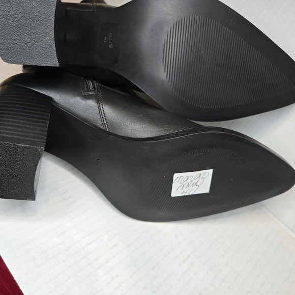MANGO MNG NEW Black Leather Block Heel Ankle Boots Size 40 US 9.5 - Picture 9 of 10